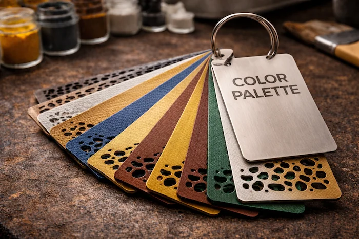 Powder coated finish samples